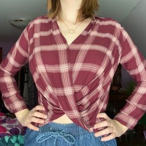 Hollister Burgundy Cropped long sleeve Flannel